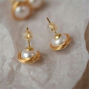 14K Gold Plated Freshwater Cultured Pearl Earrings